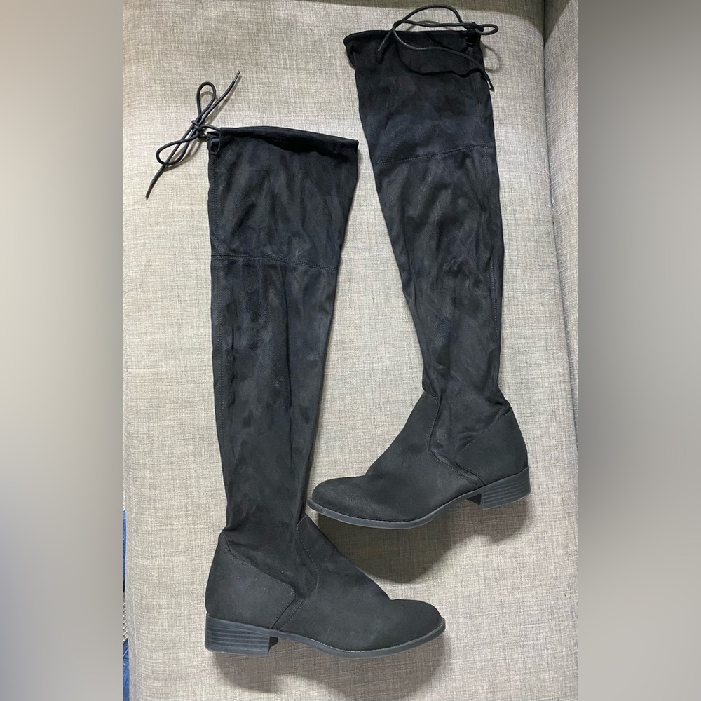 *like new* black faux suede over-the-knee boots